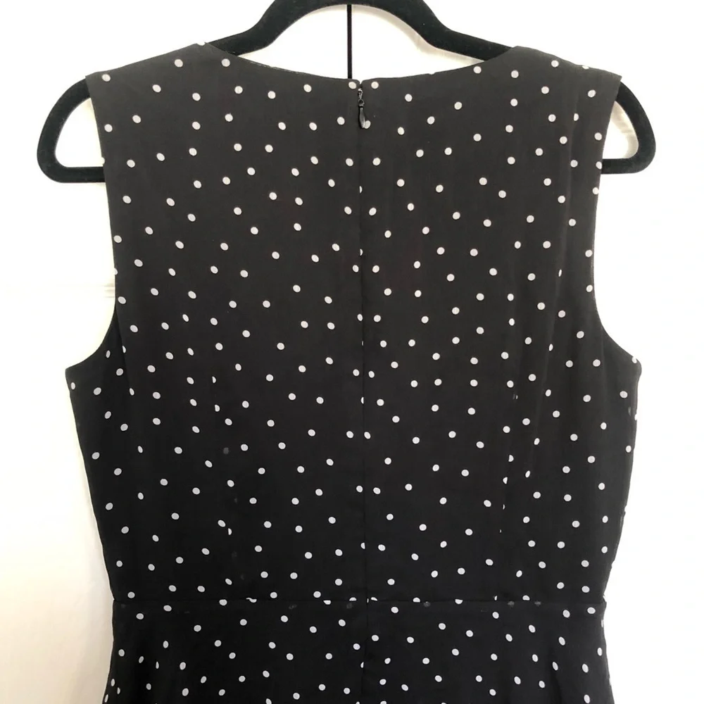 Tahari Black and White Polka Dot Sleeveless Lined Dress Size 8 - Picture 6 of 9